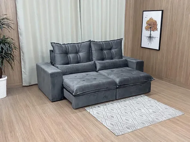 Sofá Retrátil Reclinável 2,30m Marica Molas Bonnel a987