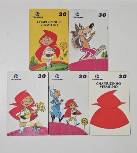 cartões telefônicos raros da chapéuzinho vermelho