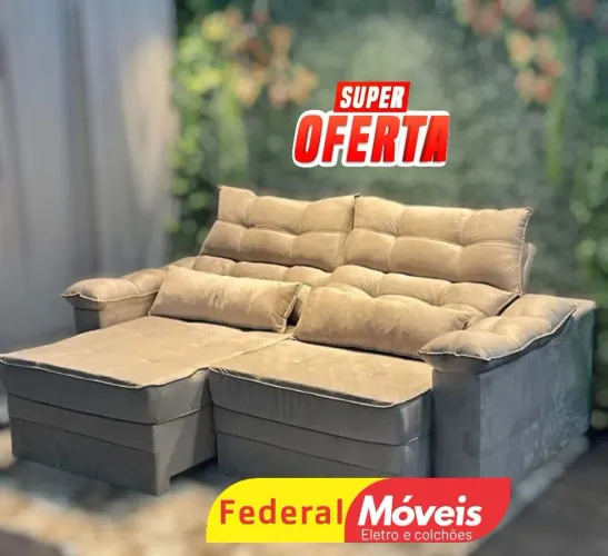 Sofá 2,00m Retrátil e Reclinável Novo e Confortável - Peça já!
