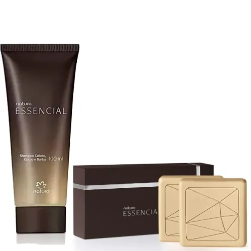 Kit Shampoo 3 em 1 Cabelo Corpo e Barba Essencial + 2 Sabonetes