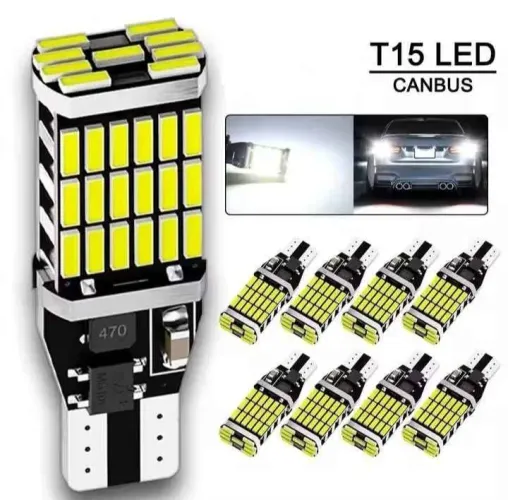 Luzes LED brancas para carro, conector T15. Preço por par.