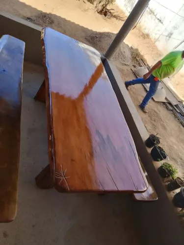 MESA RÚSTICA ANGELIM PEDRA A PRONTA ENTREGA 2 METROS.