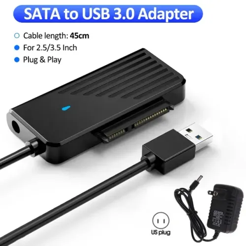 Cabo Sata Adaptador USB 3.0 para HDD ou SSD de 2,5 e 3,5 + Fonte 12v