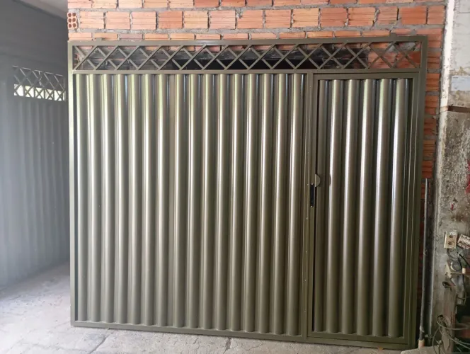Portão de garagem- Metalon galvanizado à pronta entrega 