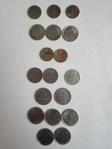 Lote 77 moedas antigas de centavos