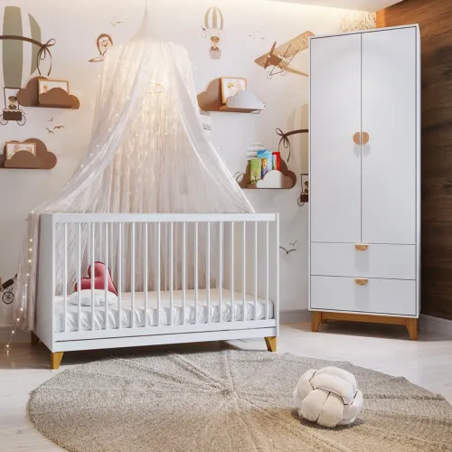 Guarda-Roupa 2 Portas + Berço Americano Magia Branco