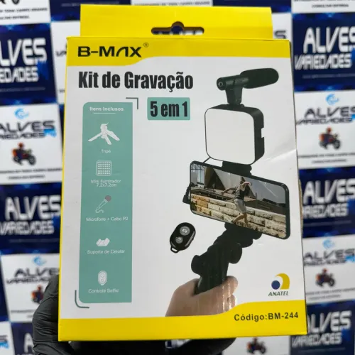 Kit gravação 5 em 1 com Led e microfone