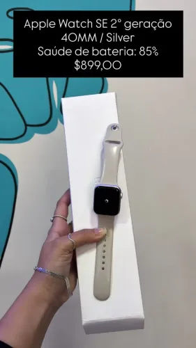 Apple Watch SE 2 Geração / 40mm / Silver / Saúde de bateria 85% / R$ 899,00