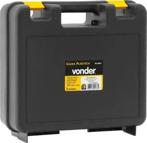 Caixa de ferramentas Vonder VD 6002 de plástico 340mm x 340mm x 130mm preta e amarela