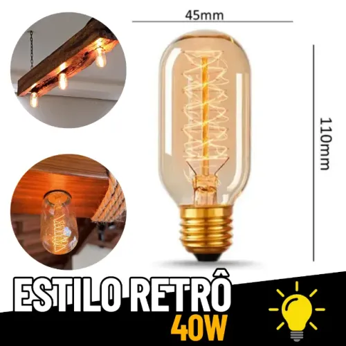 Lampada Retro Vintage T45 40w Filamento De Carbono _ CS420