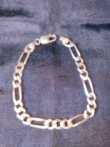 Pulseira de prata 925 estilo Figaro 3x1