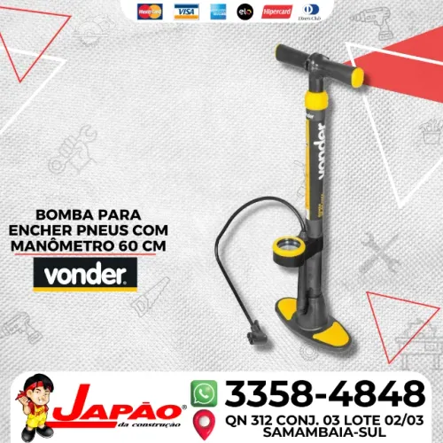 Bomba para Encher Pneus com Manômetro 60 cm Vonder por Tempo Limitado