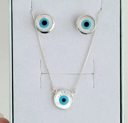 PROMO! Conjunto Olho Grego Prata 925