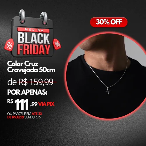 Colar Veneziana Cruz Cravejada Unissex 50cm na PROMOÇÃO!!