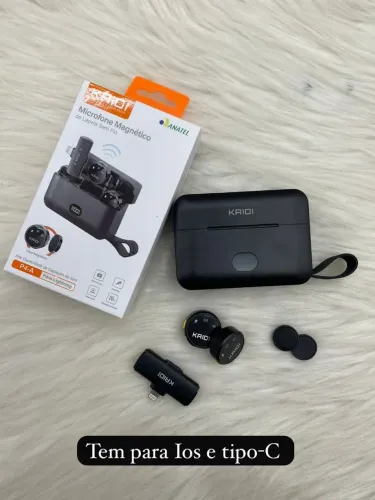 Microfone de Lapela Sem Fio Kaidi - iOS e Tipo-C