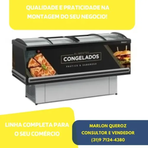 Ilha Para Congelados Gelopar 1,9Metros Vidro Curvo Adesivada