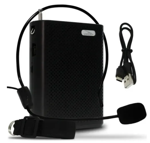 Kit Professor Aparelho Amplificador de Voz Megafone Grasep D-K595 Potente Sala De Aula