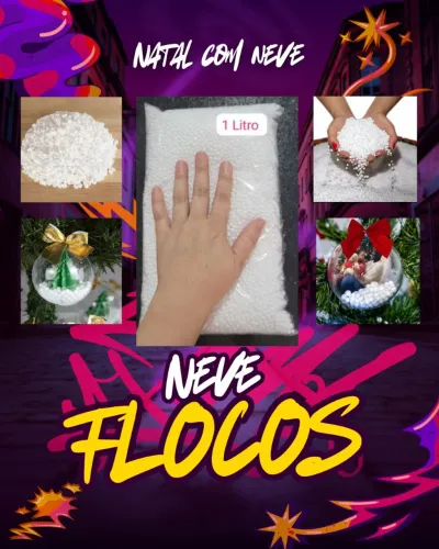 FLOCOS DE ISOPOR PARA DECORAÇÃO DE NATAL 1 litro