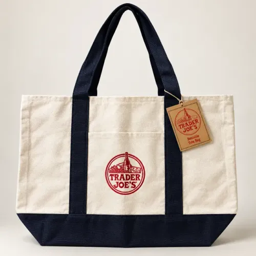 Bolsa Trader Joe's Large Canvas Tote Azul-Marinho Original