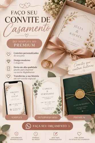 FAÇO SEU CONVITE DE CASAMENTO PERSONALIZADO!