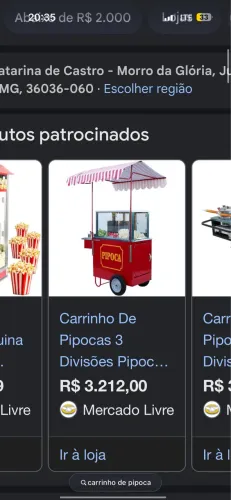 Vendo carrinho de pipoca muito novo. Para festas ou trabalho 