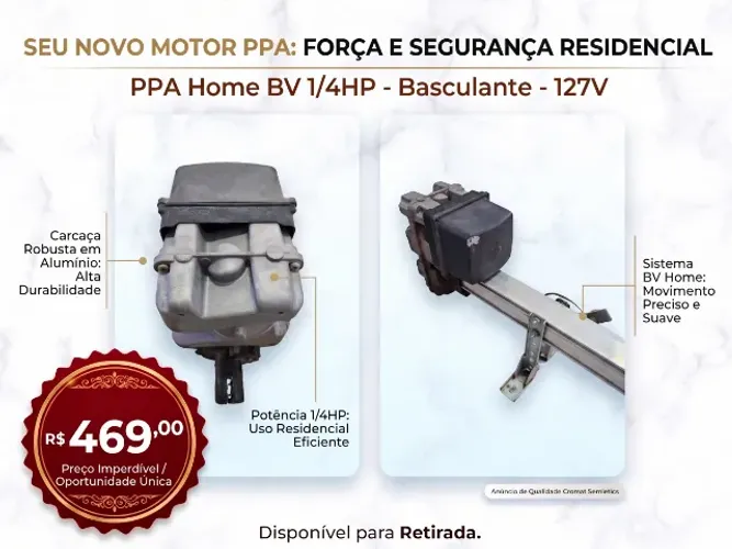 Motor De Portão Eletrônico Basculante Ppa 1/4hp Bv Home - 127V