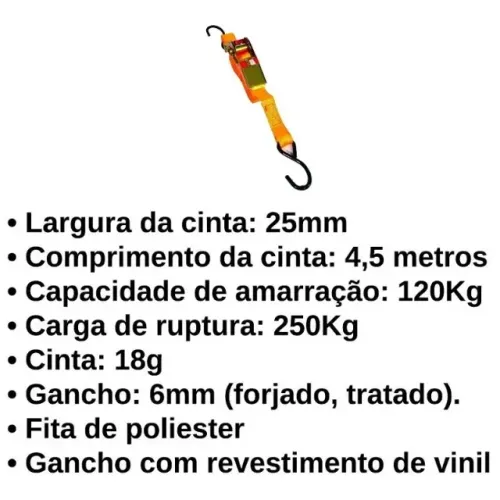 Cinta de Carga com Catraca 4,5 Metros 120Kg