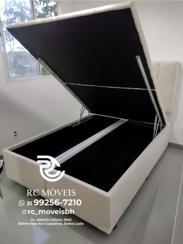 Cama Box Baú Casal Bipartido 1,38x1,88 Blindado - Pistão a Gás