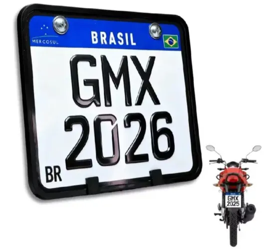 Suporte para placa de moto em plástico reforçado 9,8,1,0,4,1,9,7,9