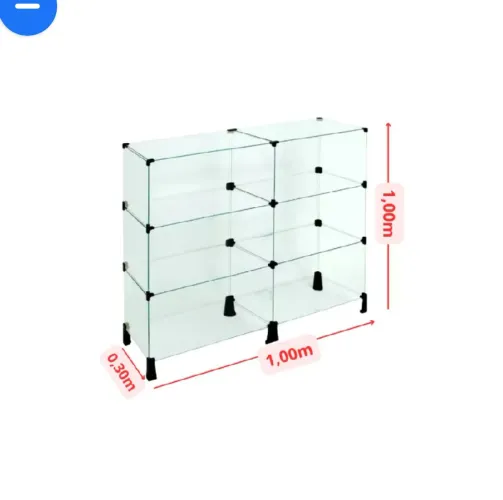 Balcão vitrine vidro temperado