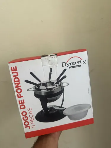 Fondue 2 em 1 Dynasty Aço Inox e Cerâmica 1L Cinza 11 Peças