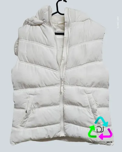 Colete Puffer Branco com Capuz Importado Aéropostale