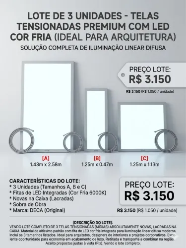 Lote Telas Tensionadas Com LED Cor Fria - Novas Na Caixa (Ideal Para Arquitetura)
