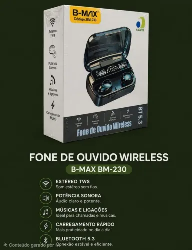 Fone de ouvido Bluetooth Gamer.