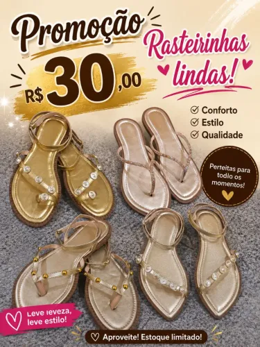 Lindas sandálias rasteiras