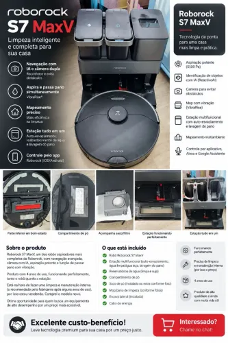 Roborock S7 MaxV Ultra + Estação Completa - Funcionando