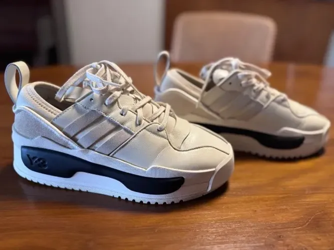 Adidas y-3 hokori iii branco couro tênis plataforma original tam 6 us / 36 br