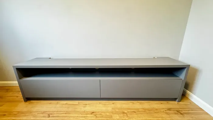 Rack de TV em 100% MDF Planejado (Marcenaria) + Iluminação em LED - Cinza