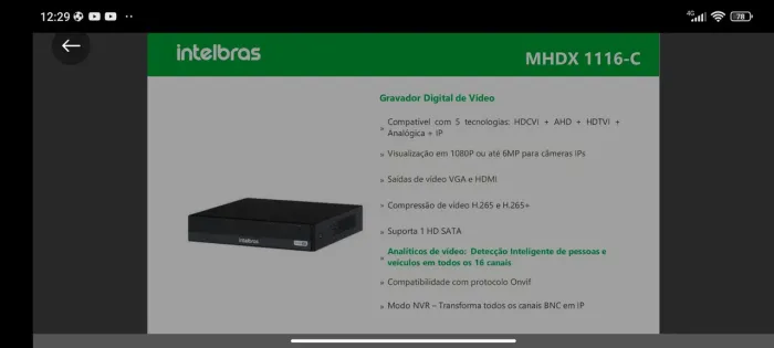 Dvr intelbras 16 canais