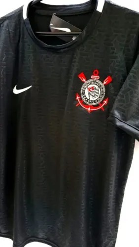Camisa do Corinthians Preta Tecido 3D