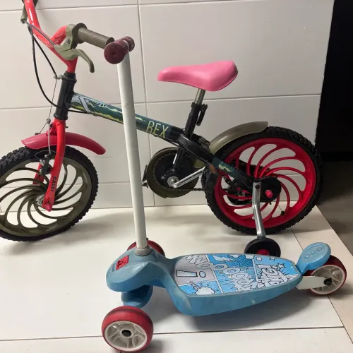 Bicicleta caloi aro 16 + patinete infantil