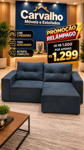 Promoção imperdível por apenas 1.299 Sofá retrátil novo cabe 3 pessoas bem espaçoso