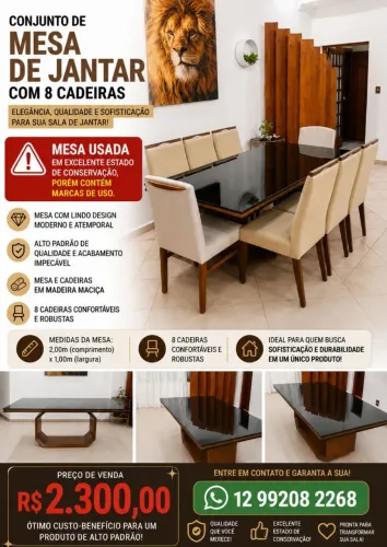 Conjunto Mesa de Jantar com 8 cadeiras