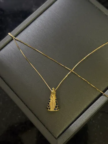 Colar Ouro18k pingente nossa senhora