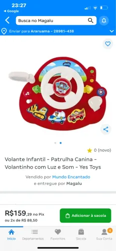 Volante infantil Patrulha Canina