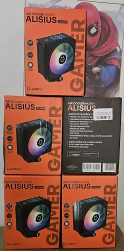 air cooler gamer husk alisius 500 argb com display amd/ intel 90mm 95w novo lacrado nota e