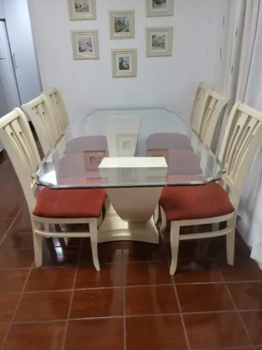 Mesa de jantar em vidro 6 lugares