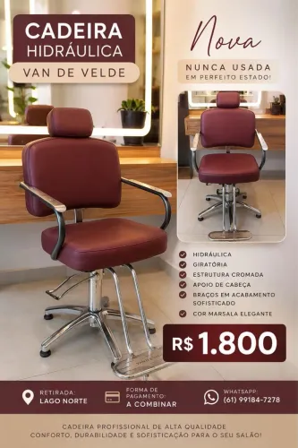 Cadeira de Salão Hidráulica Profissional Van de Velde