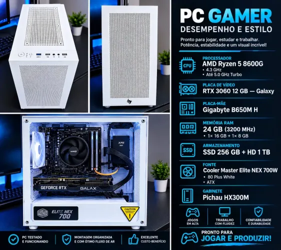 PC GAMER - RTX 3060 12GB + Ryzen 5 8600G | 24GB RAM