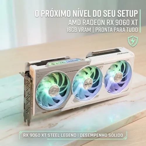 Radeon RX 9060 XT 16GB ASRock Steel Legend - Usada e Impecável (placa de vídeo)